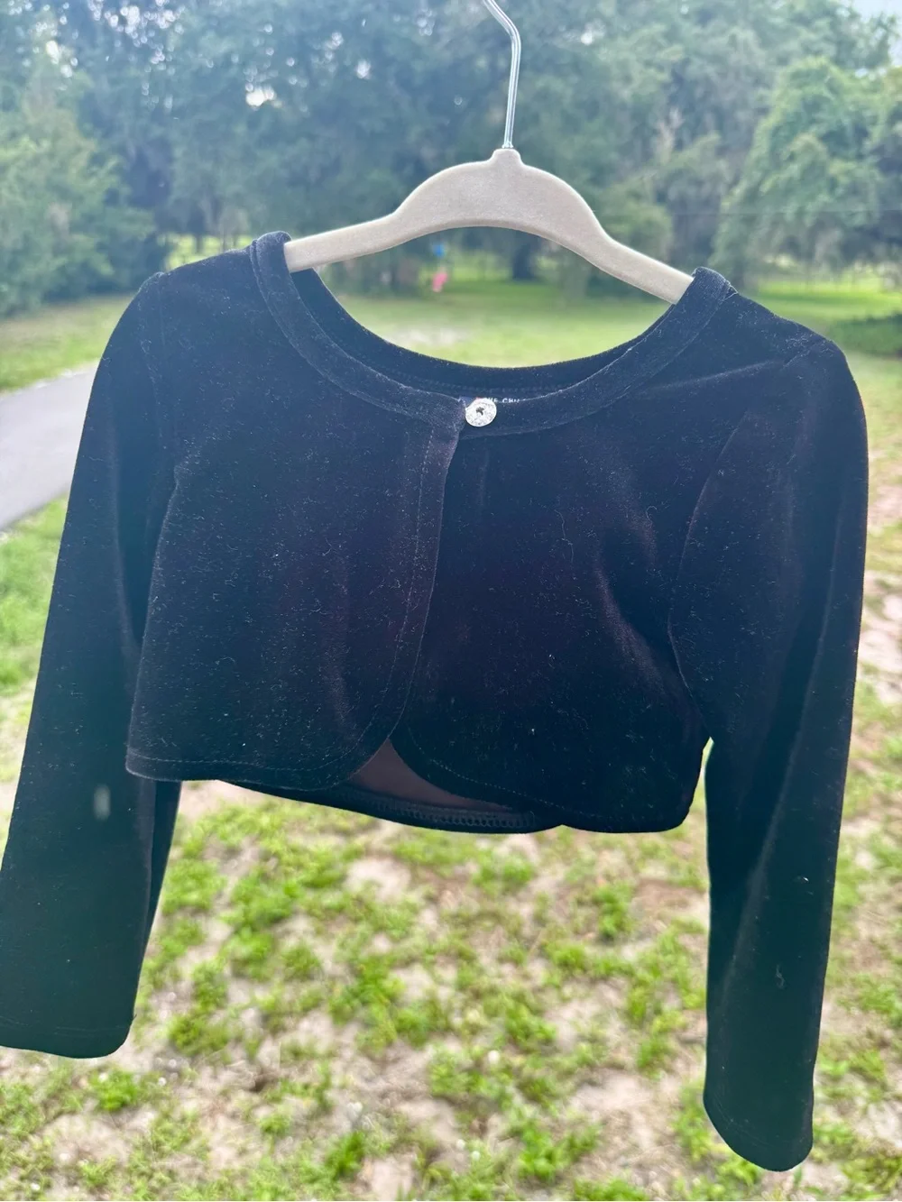 The Children's Place Black Velvet Bolero with Crystal Button